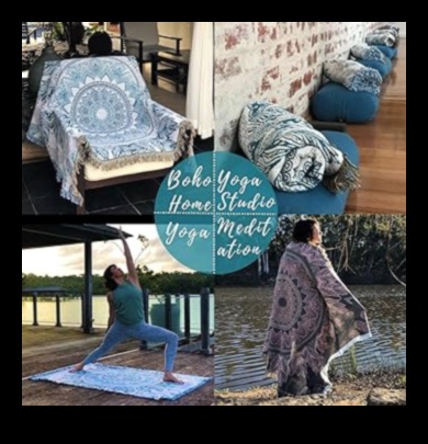 هل هناك أي نصائح لتزيين مساحة اليوغا في الهواء الطلق مع لهجات بوهو؟