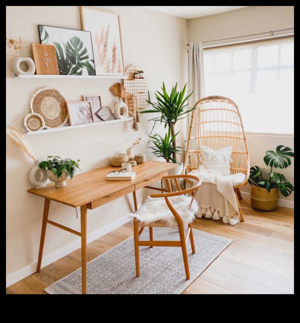 كيف يمكنني دمج أفكار ديكور مكتب بوهو مع فن جدار بوهو الفني؟