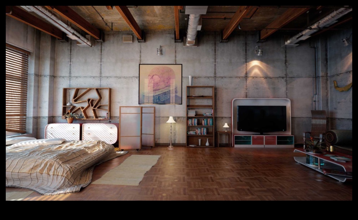 إلهام ديكور غرفة النوم الصناعية الأنيقة