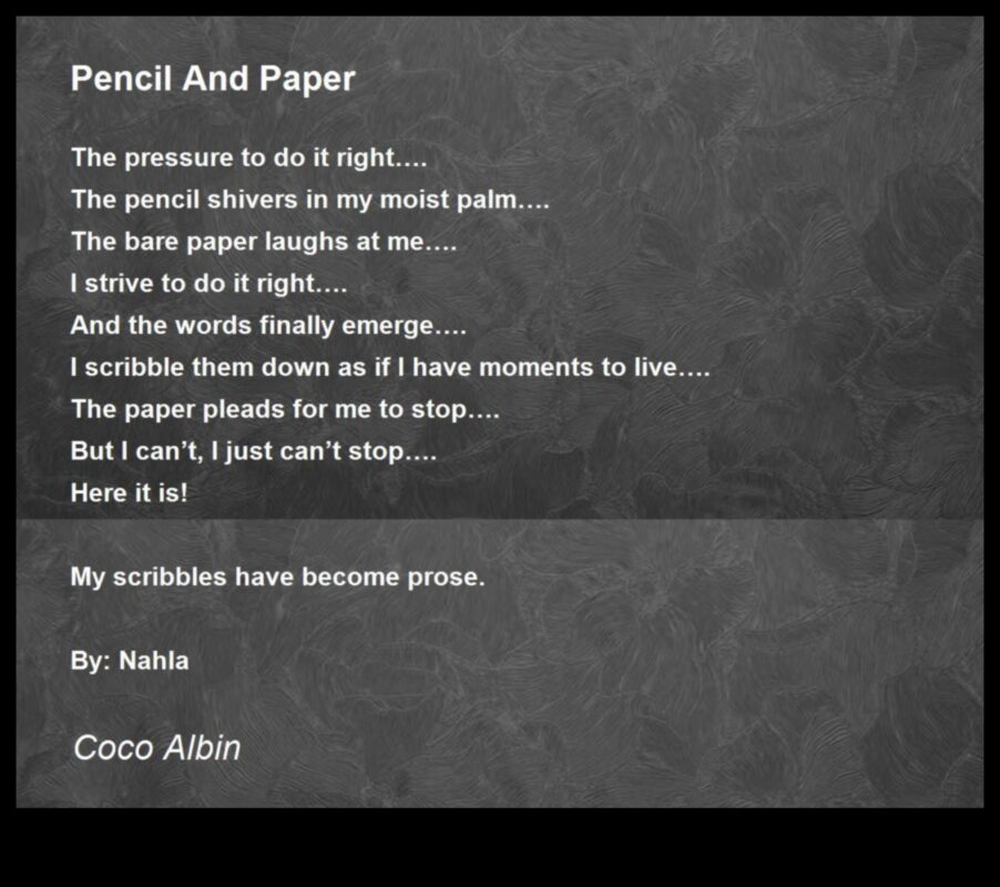 الشعر بالقلم الرصاص والورق: التعبير عن المشاعر من خلال الجرافيت