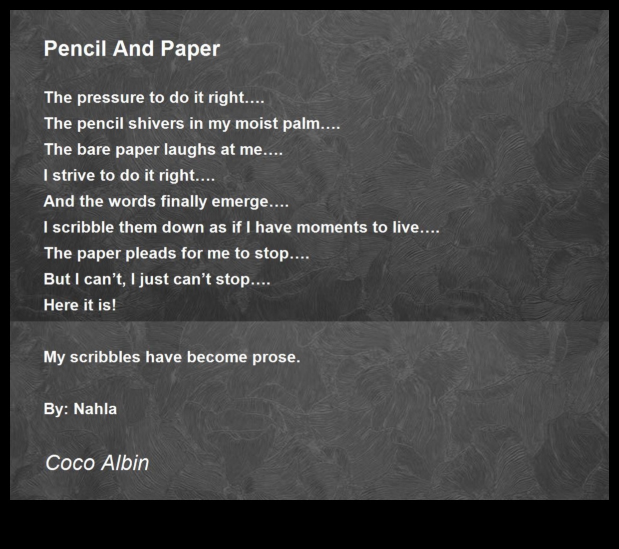 الشعر بالقلم الرصاص والورق: التعبير عن المشاعر من خلال الجرافيت
